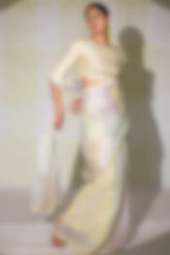 Multi-Colored Handwoven Zardosi Embroidered Wedding Saree Set by Deep thee at Pernia's Pop Up Shop