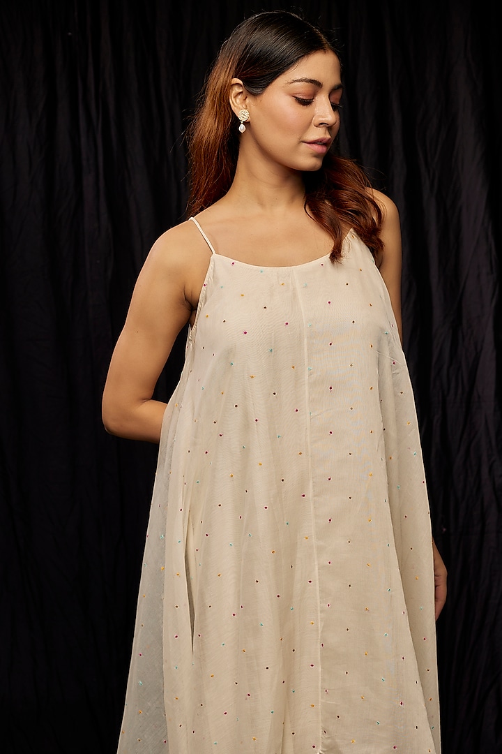 Ivory Chanderi Slip Summer Dress by Deep thee at Pernia's Pop Up Shop