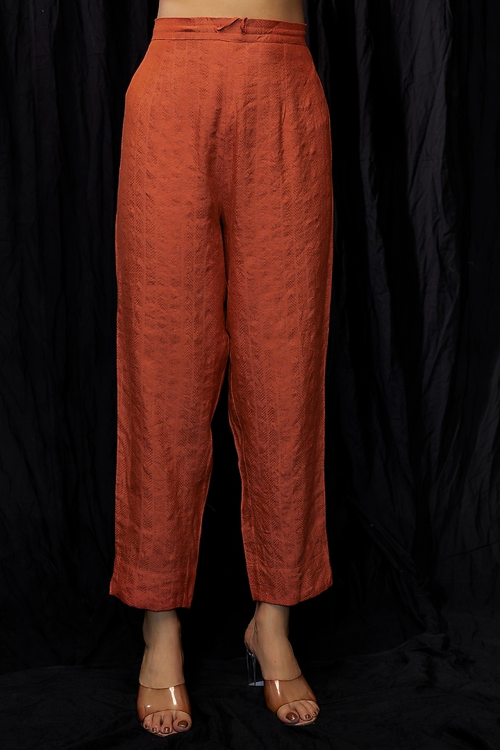 Rust Orange Chanderi Co-Ord Set by Deep thee at Pernia's Pop Up Shop