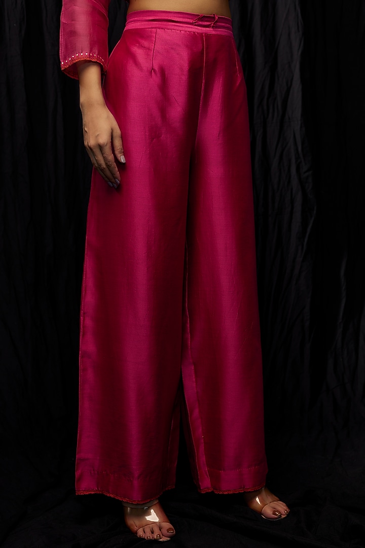Pink Chanderi & Organza Paneled Wedding Anarkali Set by Deep thee at Pernia's Pop Up Shop