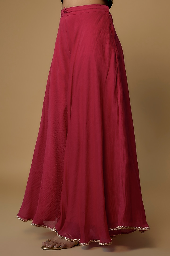Red Chanderi Wedding Sharara Set by Deep thee at Pernia's Pop Up Shop