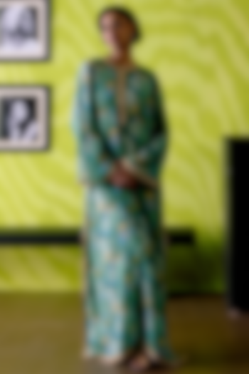 Apple Green Crepe Silk Floral Printed Vacation Dress by Deep thee at Pernia's Pop Up Shop