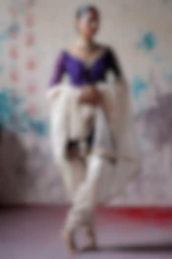 Purple Georgette Zardosi Embroidered Wedding Anarkali Set by Deep Thee at Pernia's Pop Up Shop