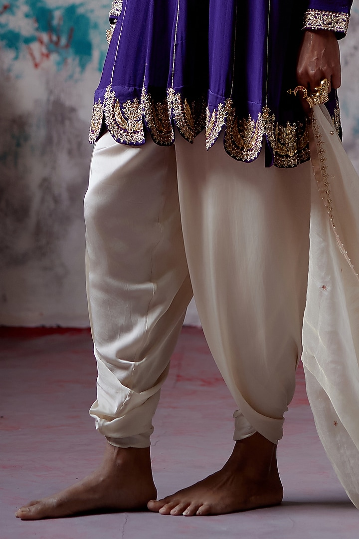 Purple Georgette Zardosi Embroidered Wedding Anarkali Set by Deep Thee at Pernia's Pop Up Shop