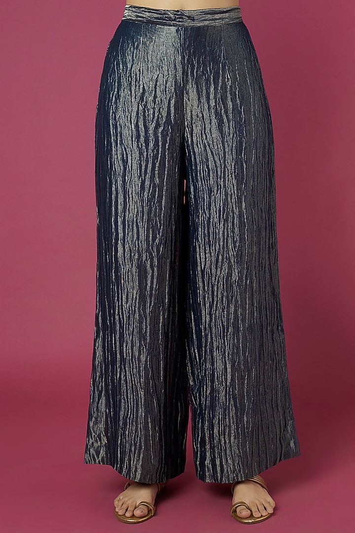Cobalt Blue Metallic Pant Set by Deep thee at Pernia's Pop Up Shop
