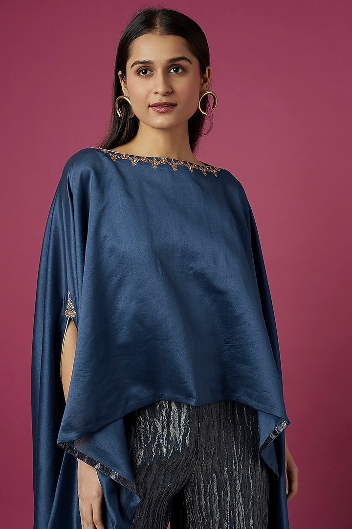 Cobalt Blue Metallic Pant Set by Deep thee at Pernia's Pop Up Shop
