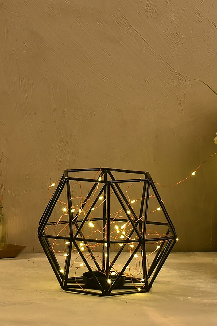 Black Metal Candle Stand by The 7 Dekor