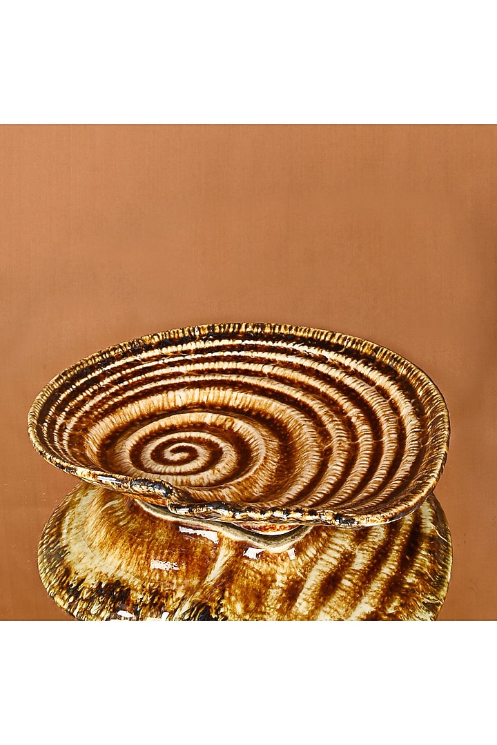Brown Ceramic Snail Platter by The 7 Dekor at Pernia's Pop Up Shop