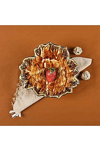 Brown Ceramic Maple Bowl by The 7 Dekor