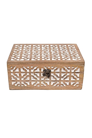 Brown & White Acacia Wooden Multi-Purpose Storage Box by The 7 Dekor