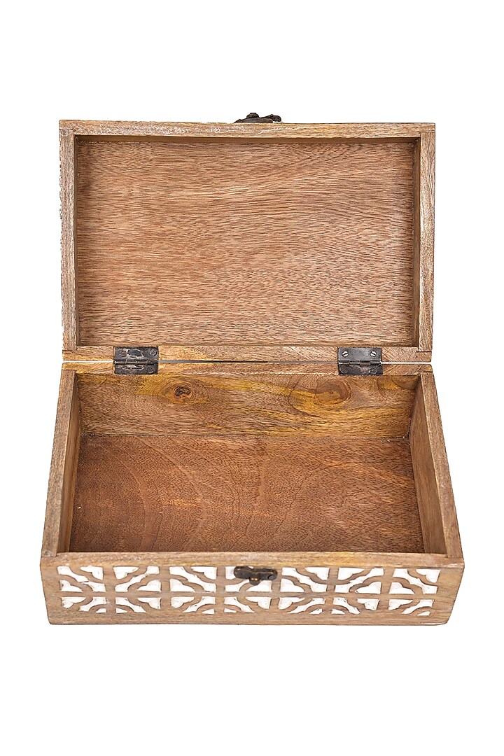 Brown & White Acacia Wooden Multi-Purpose Storage Box by The 7 Dekor at Pernia's Pop Up Shop