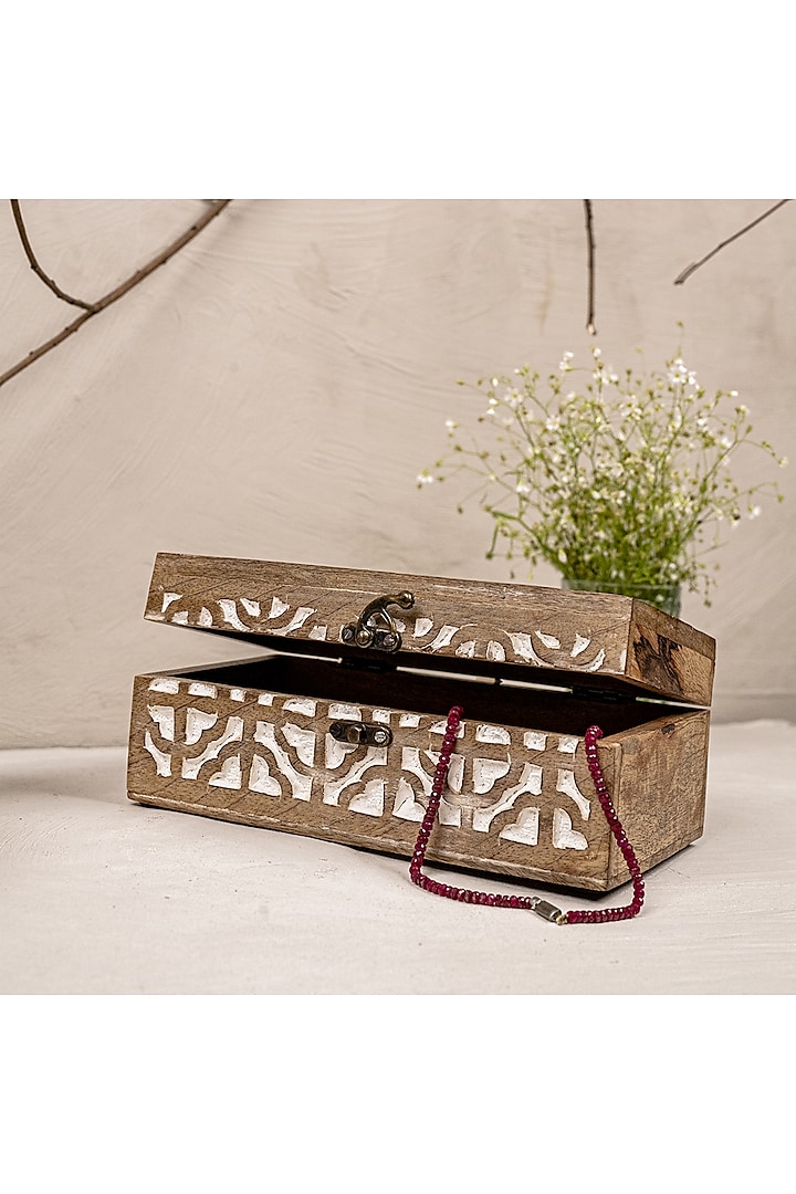 Brown & White Wooden Multi-Purpose Storage Box by The 7 Dekor