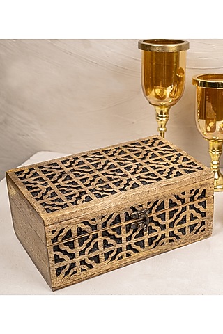 Brown & Black Acacia Wooden Multi-Purpose Storage Box by The 7 Dekor