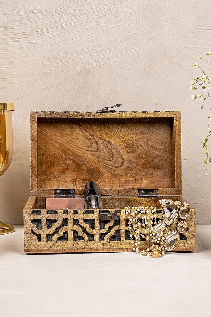 Brown & Black Wooden Multi-Purpose Storage Box by The 7 Dekor