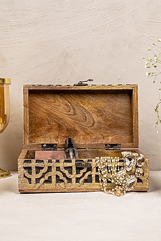 Brown & Black Wooden Multi-Purpose Storage Box by The 7 Dekor
