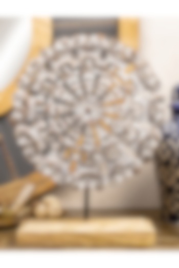 Grey Wooden Round Table Decor by The 7 Dekor at Pernia's Pop Up Shop