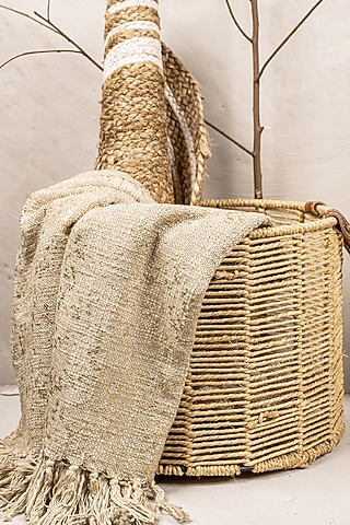 Natural Brown Jute Basket With A Handle by The 7 Dekor