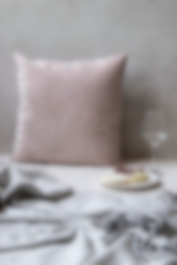 Blush Pink Embellished Viscose Cushion With Filler by The 7 Dekor
