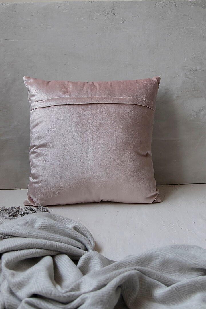 Blush Pink Embellished Viscose Cushion With Filler by The 7 Dekor at Pernia's Pop Up Shop