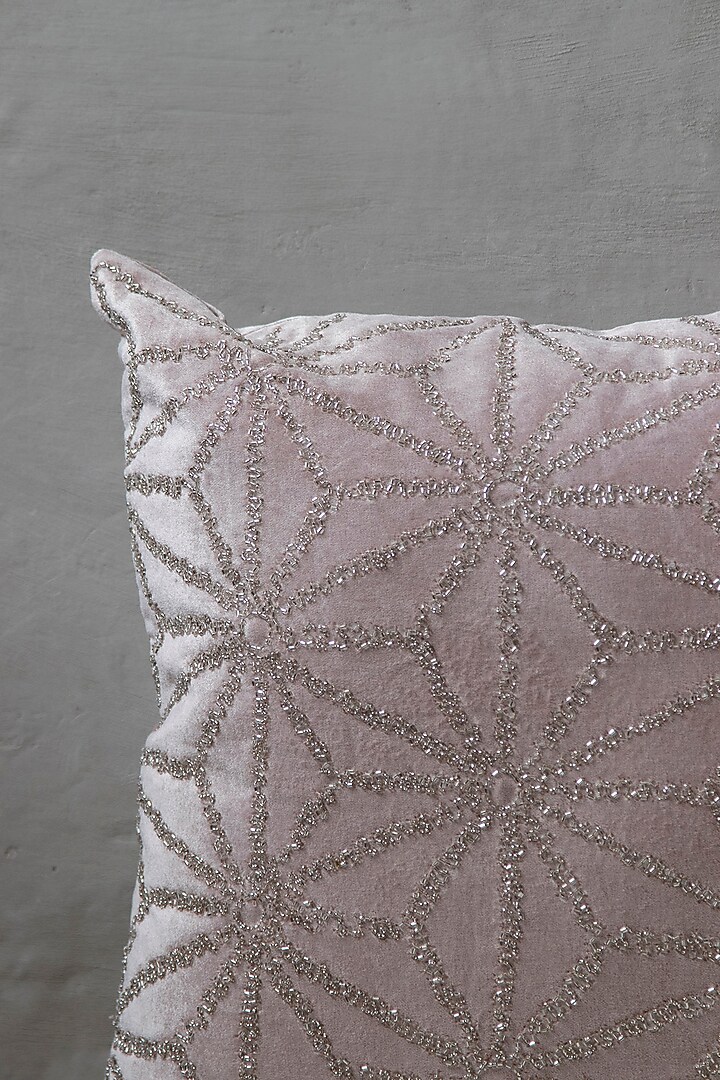 Blush Pink Embellished Viscose Cushion With Filler by The 7 Dekor at Pernia's Pop Up Shop