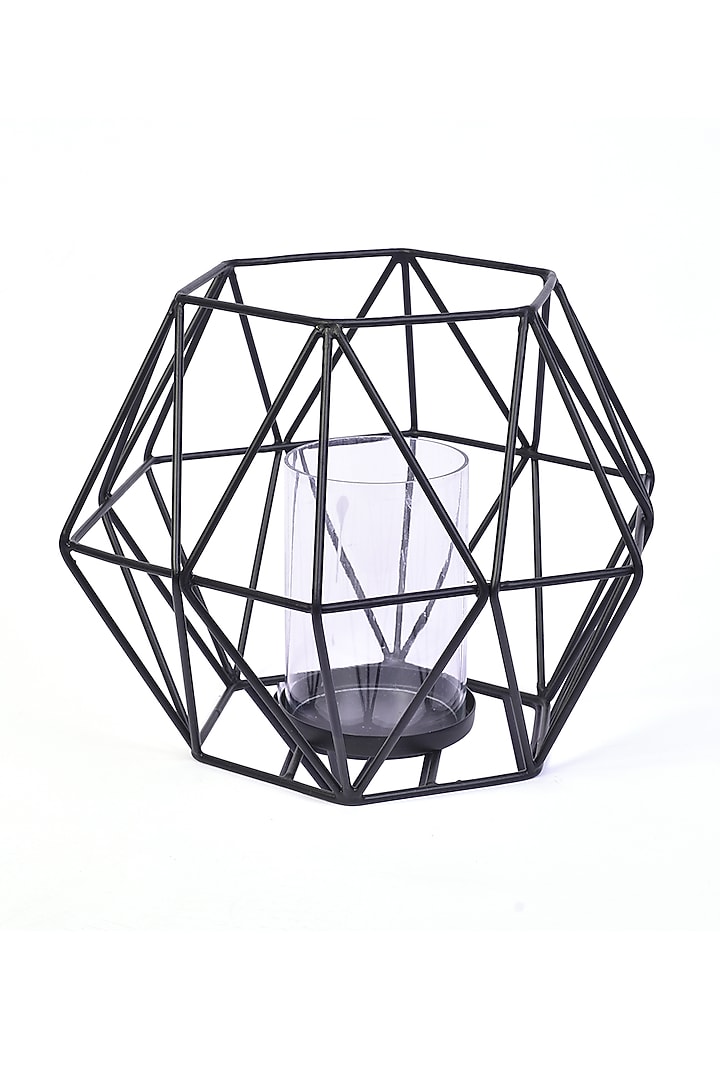 Gold & Black Metal Candle Stands (Set of 2) by The 7 Dekor at Pernia's Pop Up Shop