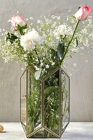 Antique Gold Glass & Metal Lantern by The 7 Dekor