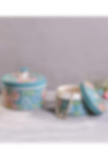 Pastel Green Ceramic Handcrafted Jars (Set of 2) by The 7 Dekor