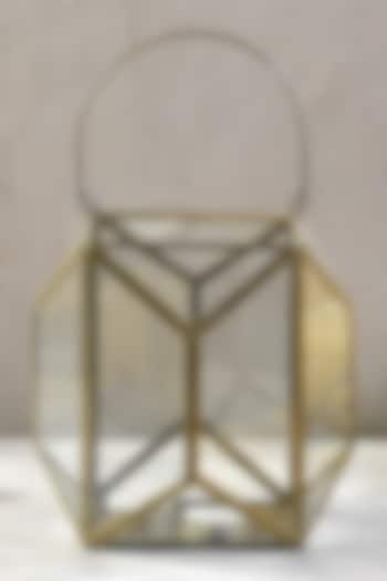 Antique Gold Metal & Glass Lantern by The 7 Dekor