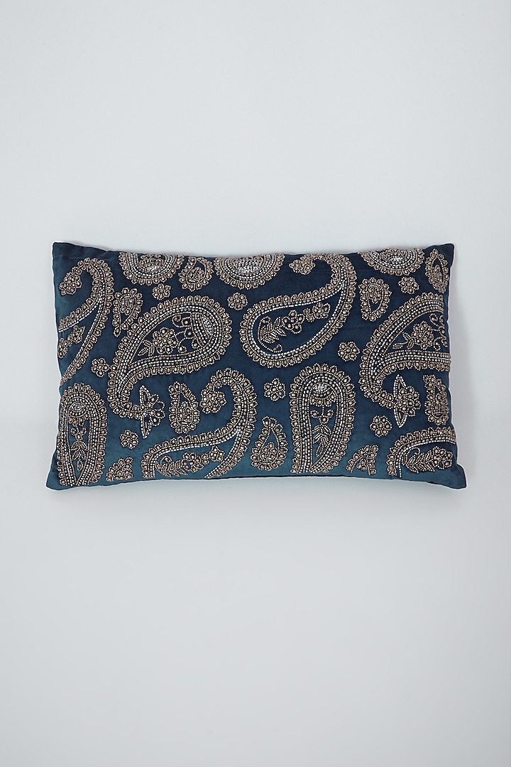 Royal Blue Embroidered Pillow by The 7 DeKor