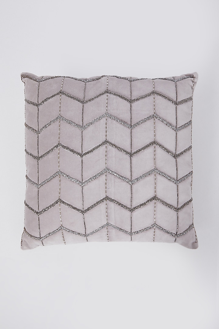 Grey Embroidered Pillow by The 7 DeKor