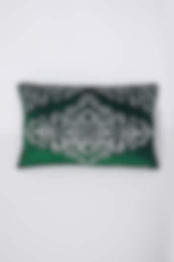 Emerald Green Viscose Embroidered Pillow by The 7 DeKor