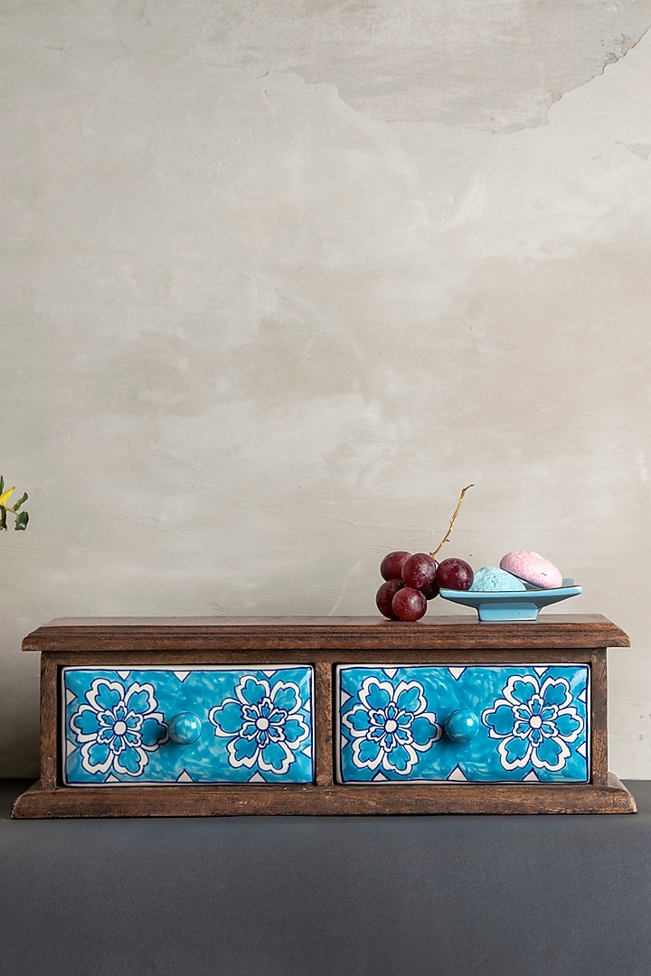 Blue Wood & Ceramic Cabinet by The 7 DeKor