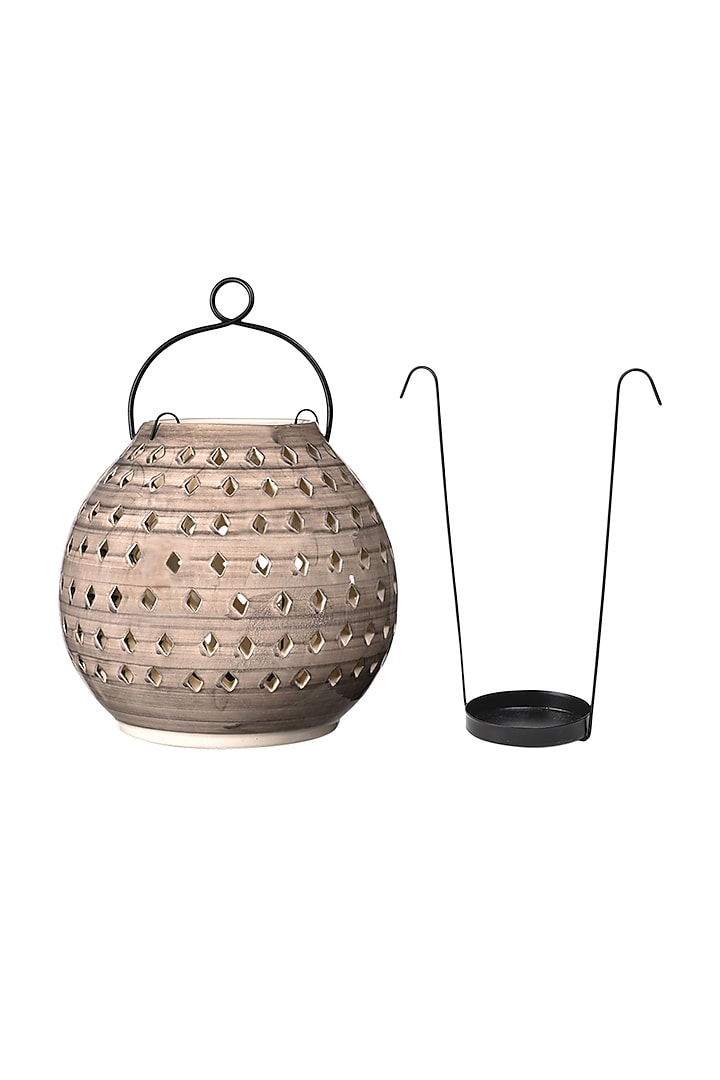 Smoky Grey Ceramic Lantern by The 7 DeKor at Pernia's Pop Up Shop