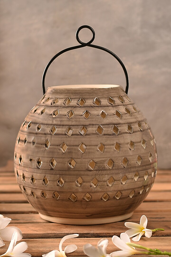 Smoky Grey Ceramic Lantern by The 7 DeKor at Pernia's Pop Up Shop