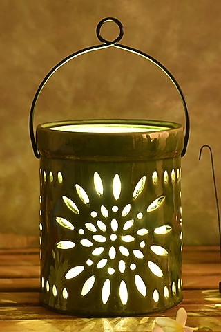 Olive Lantern In Ceramic by The 7 DeKor