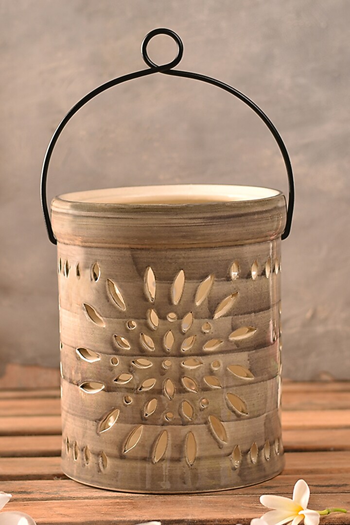 Smoky Grey Lantern In Ceramic by The 7 DeKor at Pernia's Pop Up Shop