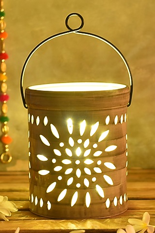 Smoky Grey Lantern In Ceramic by The 7 DeKor