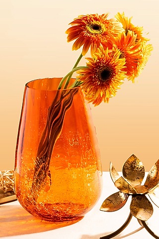 Golden Yellow Celestial Glass Vase by The 7 Dekor