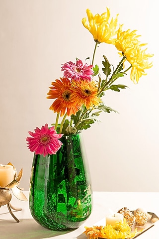 Green Celestial Glass Vase by The 7 Dekor