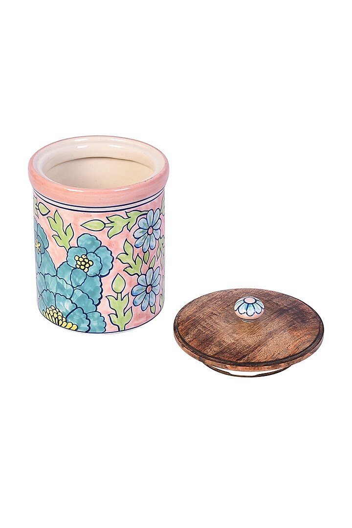 Pastel Pink Hand-Painted Ceramic Jar by The 7 Dekor at Pernia's Pop Up Shop
