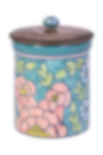 Turquoise Hand-Painted Ceramic Jar by The 7 Dekor