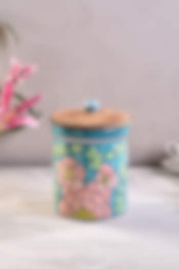 Turquoise Hand-Painted Ceramic Jar (Set of 2) by The 7 Dekor