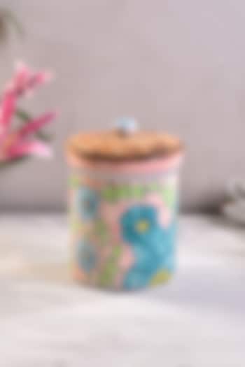 Pastel Pink Hand-Painted Ceramic Jar (Set of 2) by The 7 Dekor