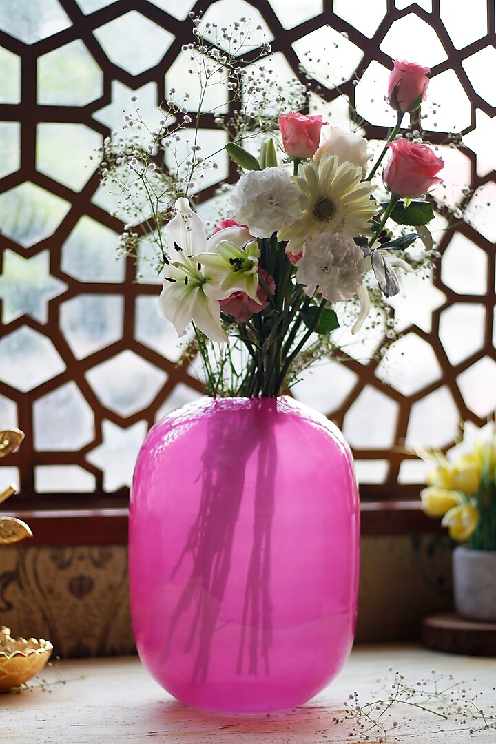 Pink Rose Glass Vase by The 7 DeKor