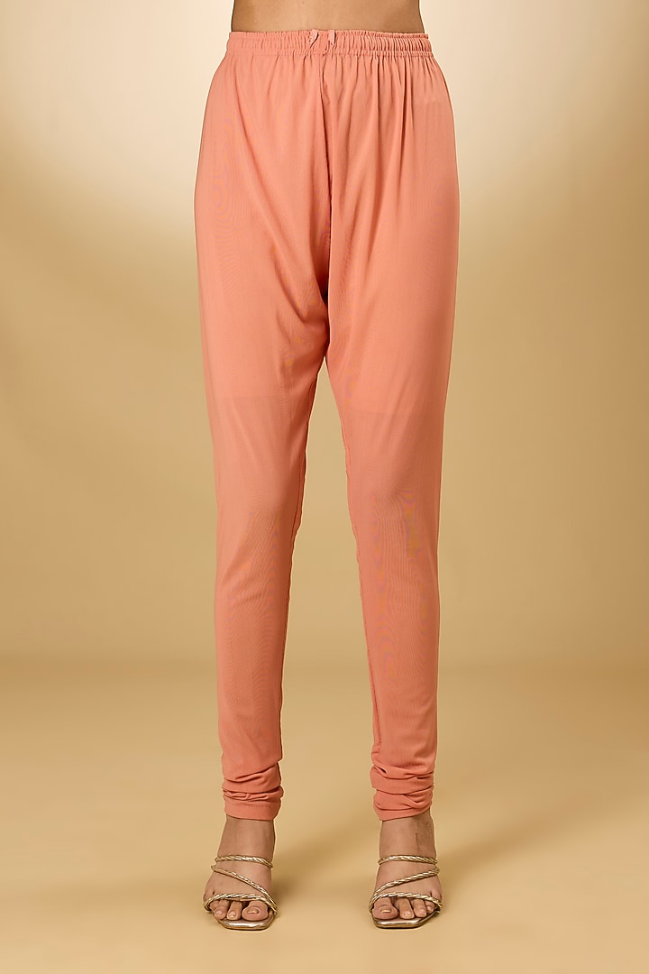 Peach Georgette Aari Resham Embroidered Kurta Set by Desho couture at Pernia's Pop Up Shop