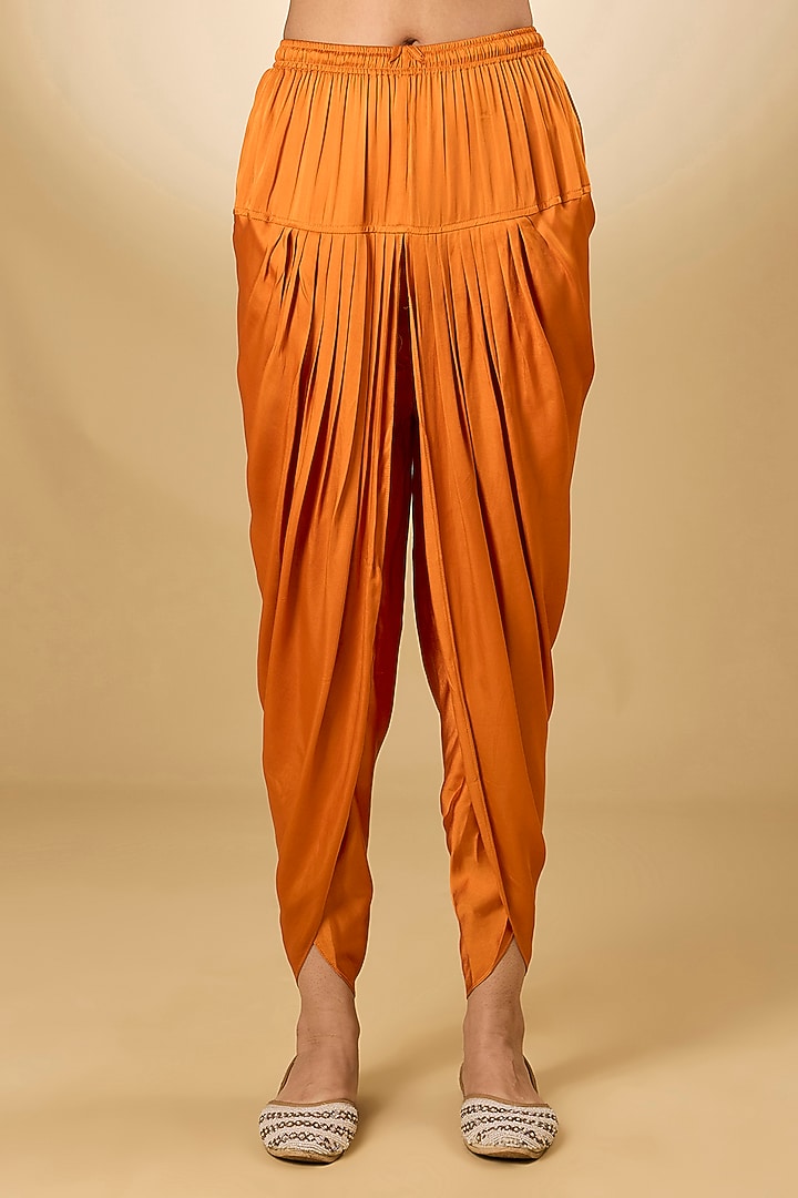 Orange Georgette Aari Resham Embroidered Wedding Anarkali Set by Desho couture at Pernia's Pop Up Shop