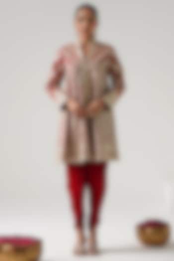 Red Georgette Gota Work Wedding Anarkali Set by Desho couture at Pernia's Pop Up Shop