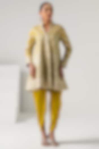 Yellow Georgette Gota Work Wedding Anarkali Set by Desho couture at Pernia's Pop Up Shop