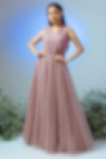Mauve Net & Tulle Gown by Desi Vastra