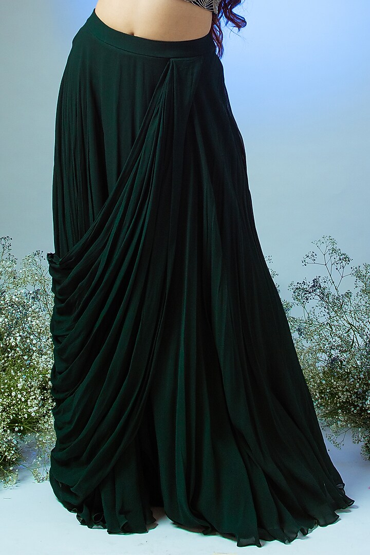 Emerald Green Raw Silk Skirt Set by Desi Vastra at Pernia's Pop Up Shop